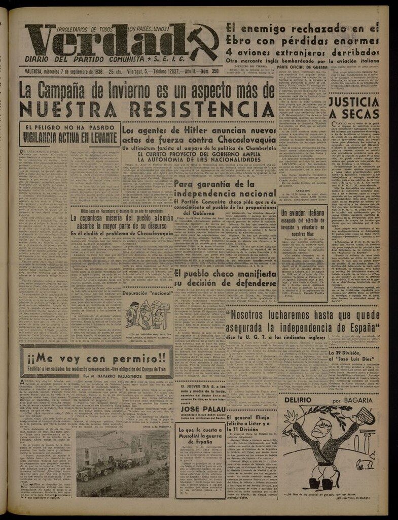 Miniatura de La Verdad: órgano del Partido Comunista del 7 de septiembre de 1938