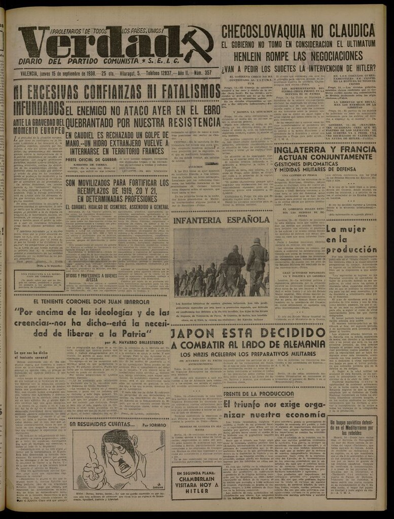Miniatura de La Verdad: órgano del Partido Comunista del 15 de septiembre de 1938