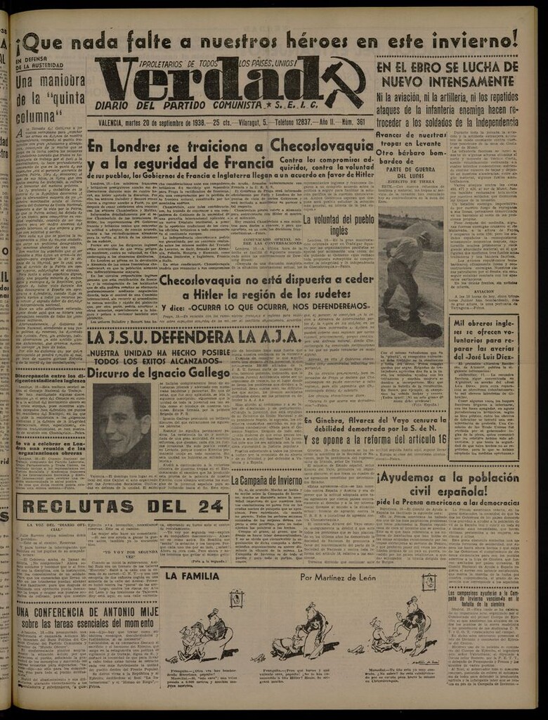 Miniatura de La Verdad: órgano del Partido Comunista del 20 de septiembre de 1938