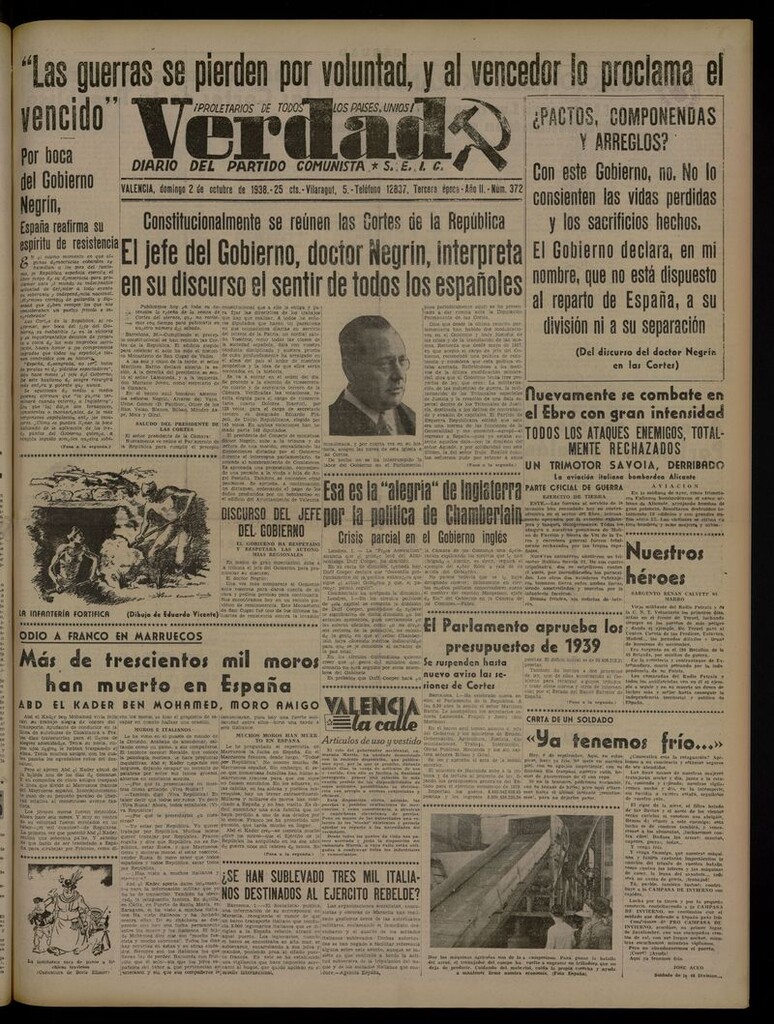 Miniatura de La Verdad: órgano del Partido Comunista del 2 de octubre de 1938