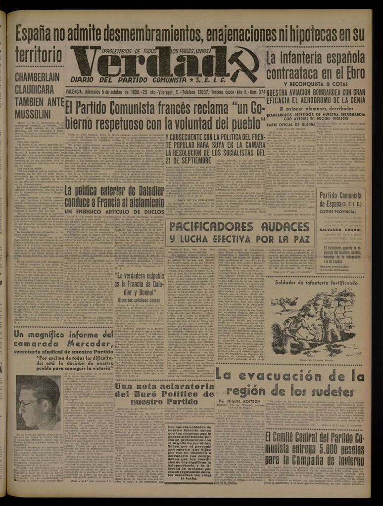 Miniatura de La Verdad: órgano del Partido Comunista del 5 de octubre de 1938