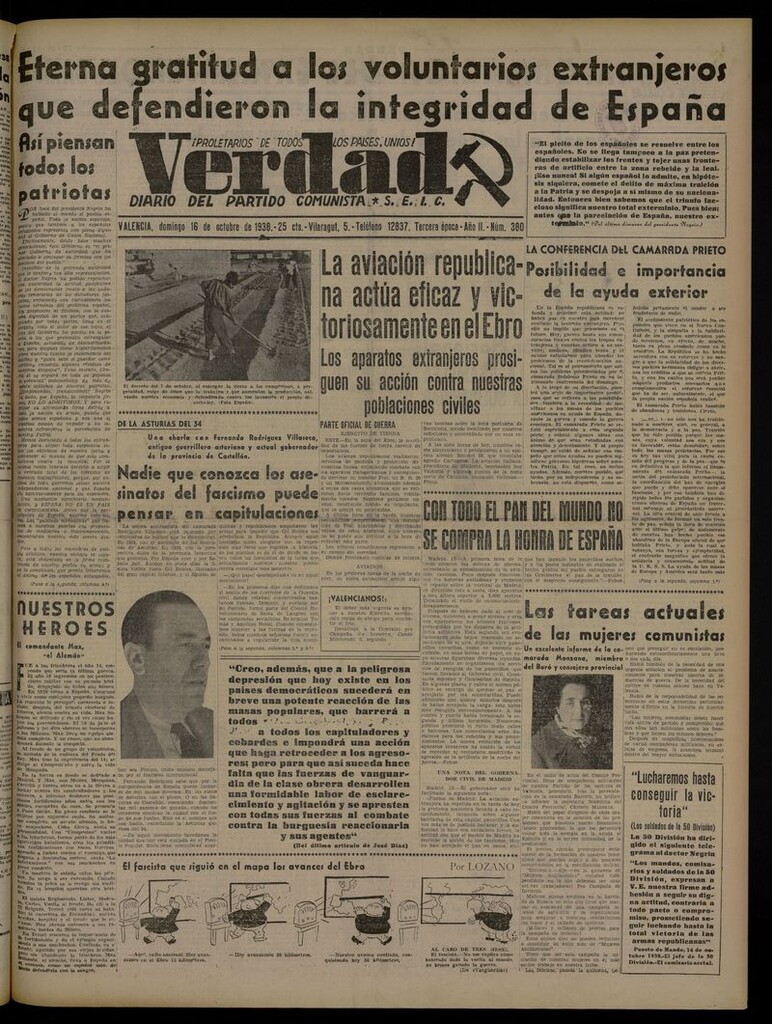 Miniatura de La Verdad: órgano del Partido Comunista del 16 de octubre de 1938