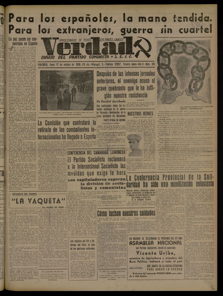 Miniatura de La Verdad: órgano del Partido Comunista del 17 de octubre de 1938