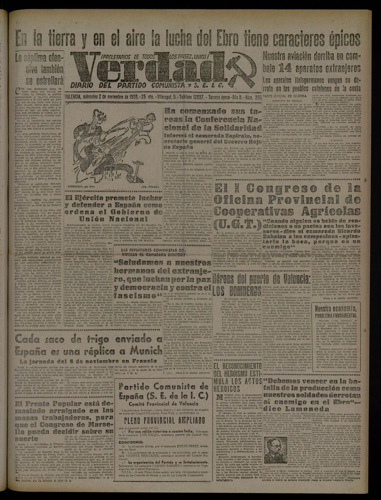 Miniatura de La Verdad: órgano del Partido Comunista del 2 de noviembre de 1938