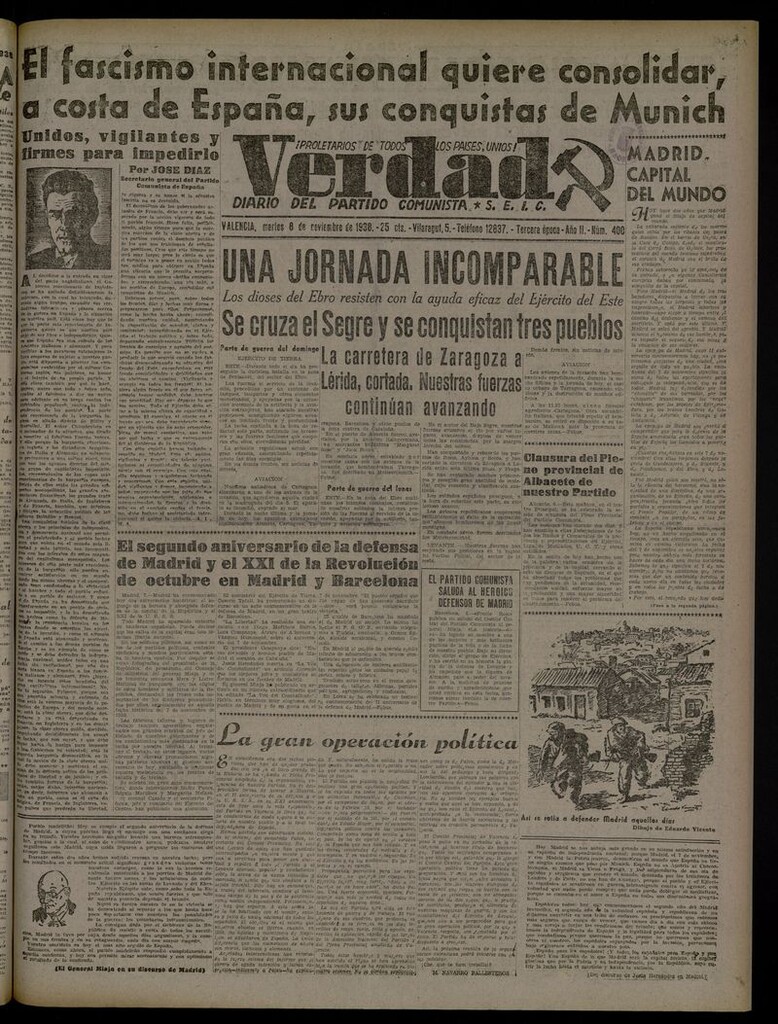 Miniatura de La Verdad: órgano del Partido Comunista del 8 de noviembre de 1938