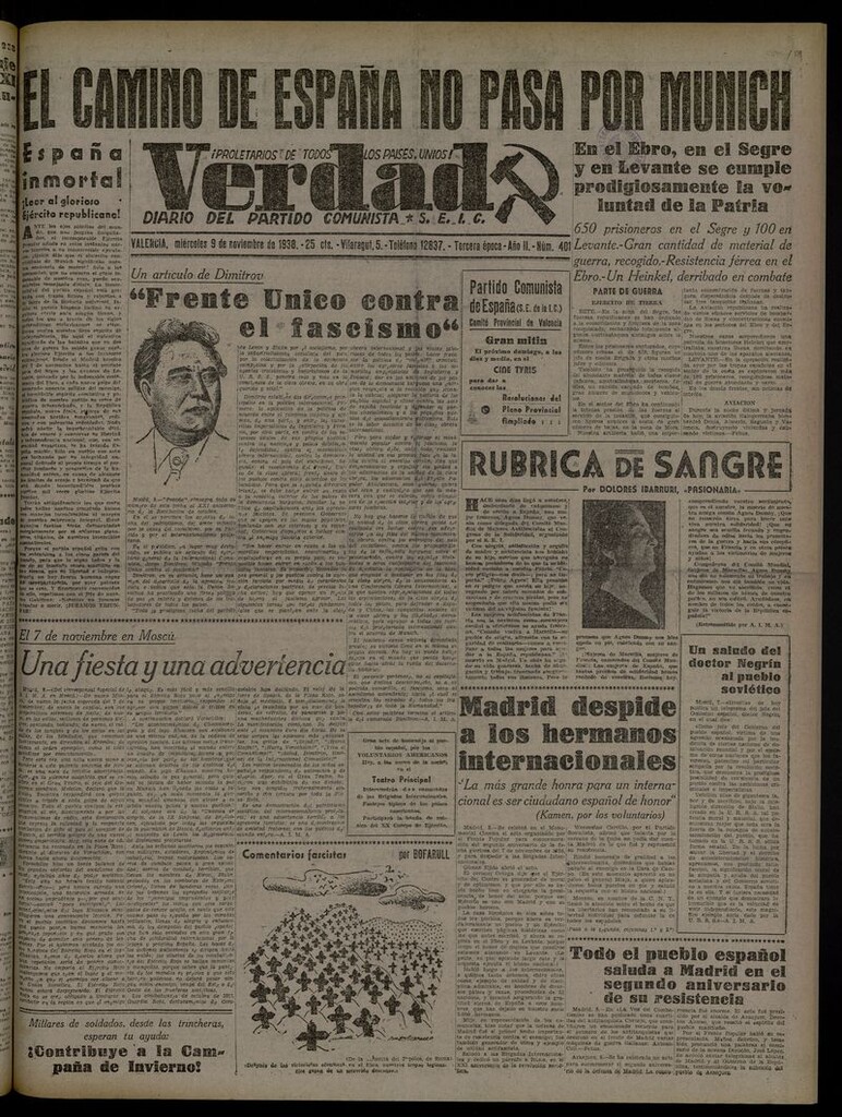 Miniatura de La Verdad: órgano del Partido Comunista del 9 de noviembre de 1938
