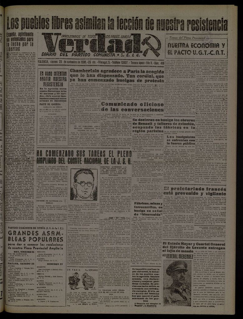Miniatura de La Verdad: órgano del Partido Comunista del 25 de noviembre de 1938