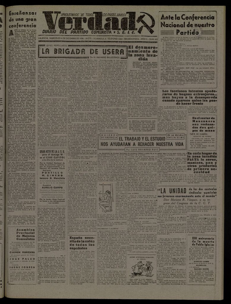 Miniatura de La Verdad: órgano del Partido Comunista del 14 de diciembre de 1938
