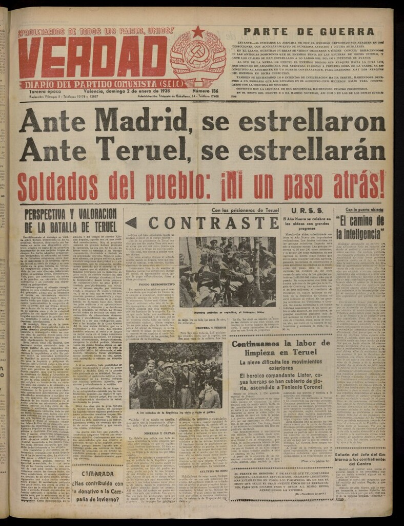 Miniatura de La Verdad: órgano del Partido Comunista del 2 de enero de 1938