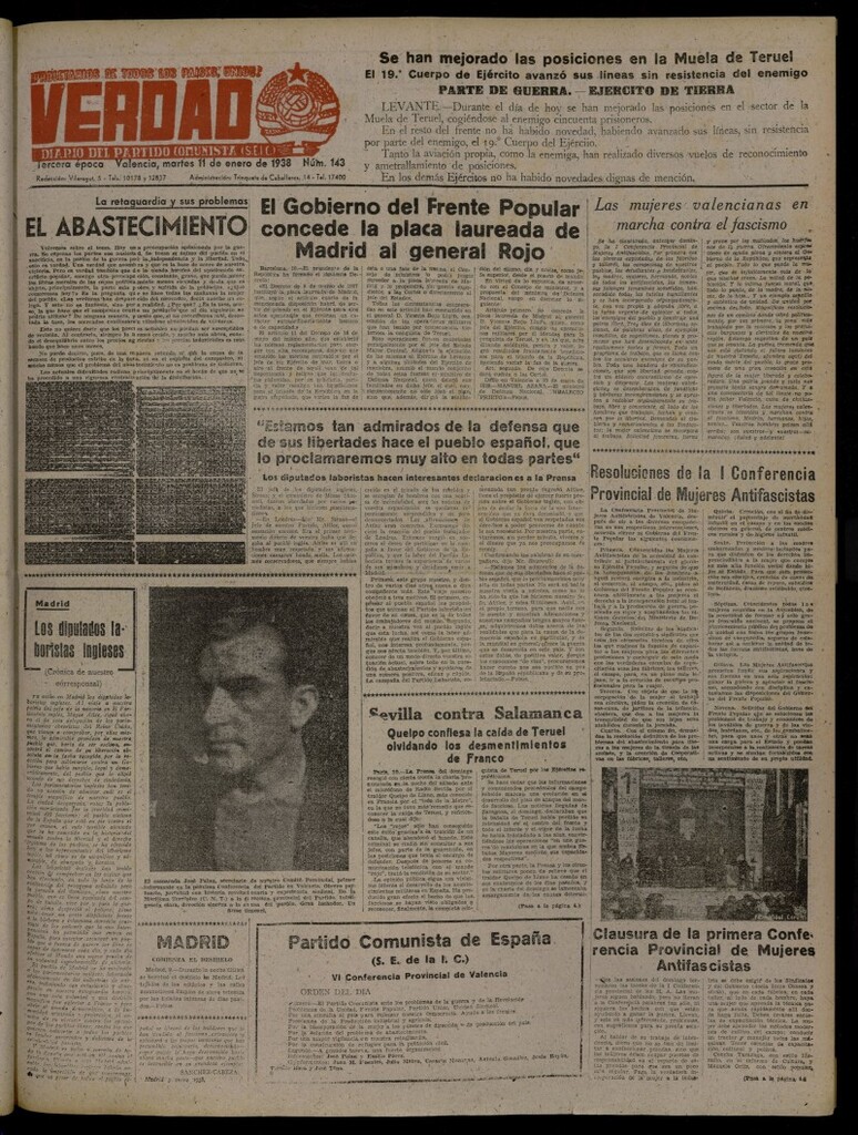 Miniatura de La Verdad: órgano del Partido Comunista del 11 de enero de 1938