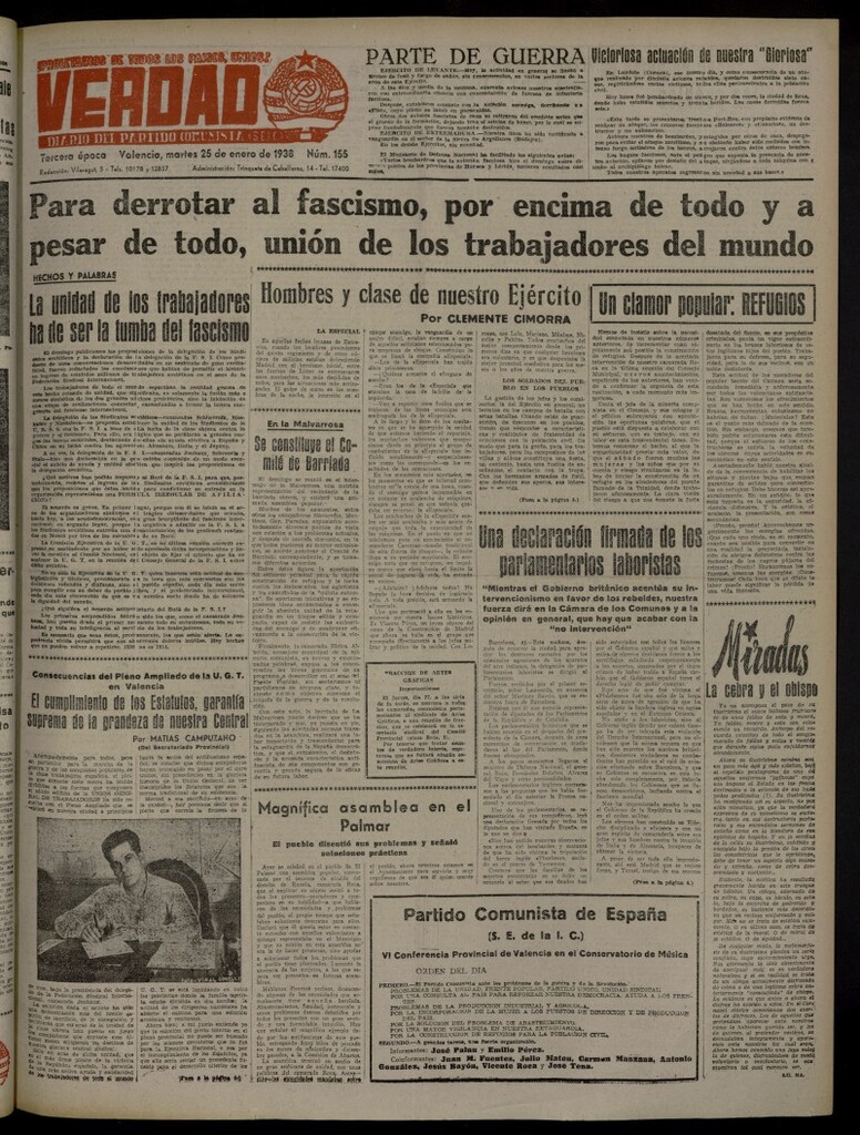 Miniatura de La Verdad: órgano del Partido Comunista del 25 de enero de 1938