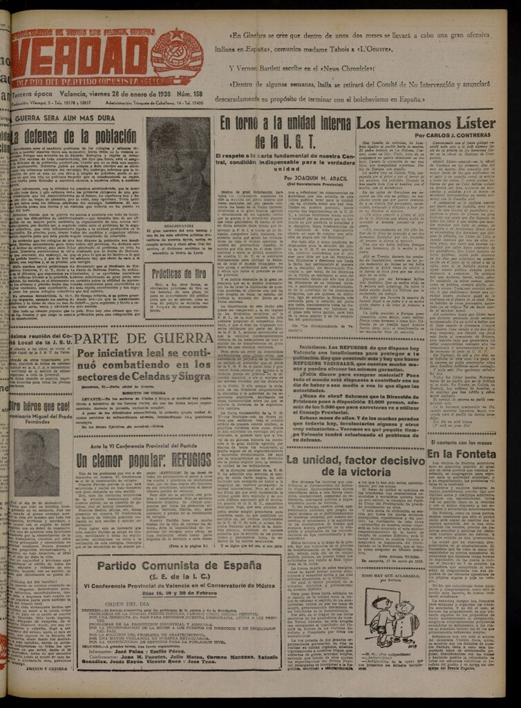 Miniatura de La Verdad: órgano del Partido Comunista del 28 de enero de 1938