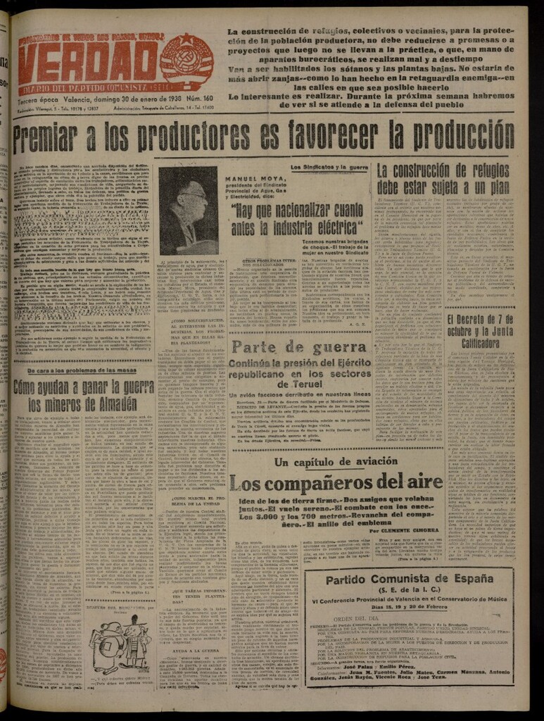 Miniatura de La Verdad: órgano del Partido Comunista del 30 de enero de 1938