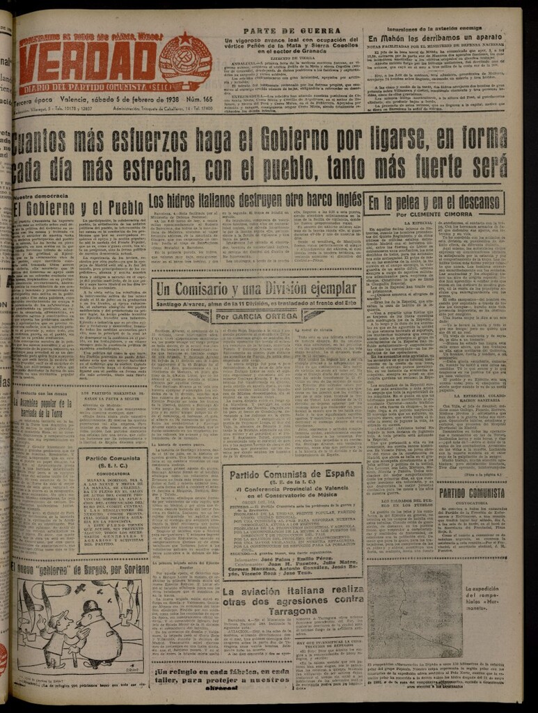 Miniatura de La Verdad: órgano del Partido Comunista del 5 de febrero de 1938