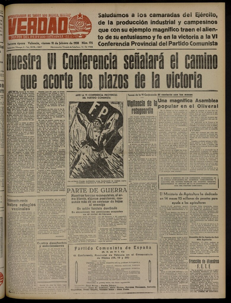Miniatura de La Verdad: órgano del Partido Comunista del 18 de febrero de 1938