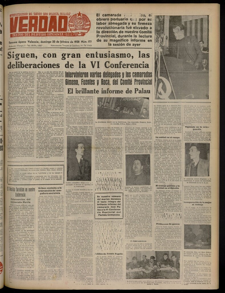 Miniatura de La Verdad: órgano del Partido Comunista del 20 de febrero de 1938