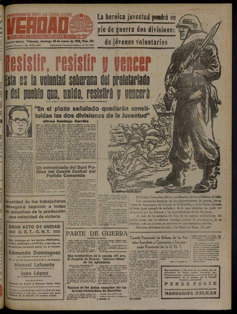 Miniatura de La Verdad: órgano del Partido Comunista del 20 de marzo de 1938
