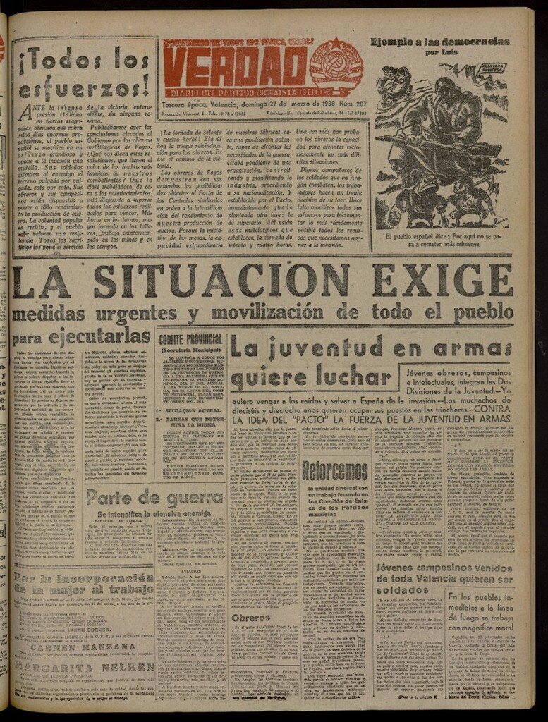 Miniatura de La Verdad: órgano del Partido Comunista del 27 de marzo de 1938