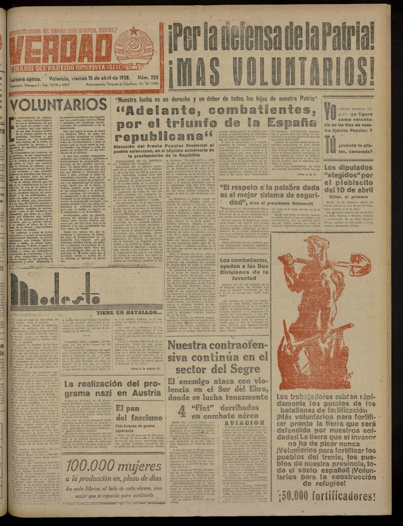 Miniatura de La Verdad: órgano del Partido Comunista del 15 de abril de 1938