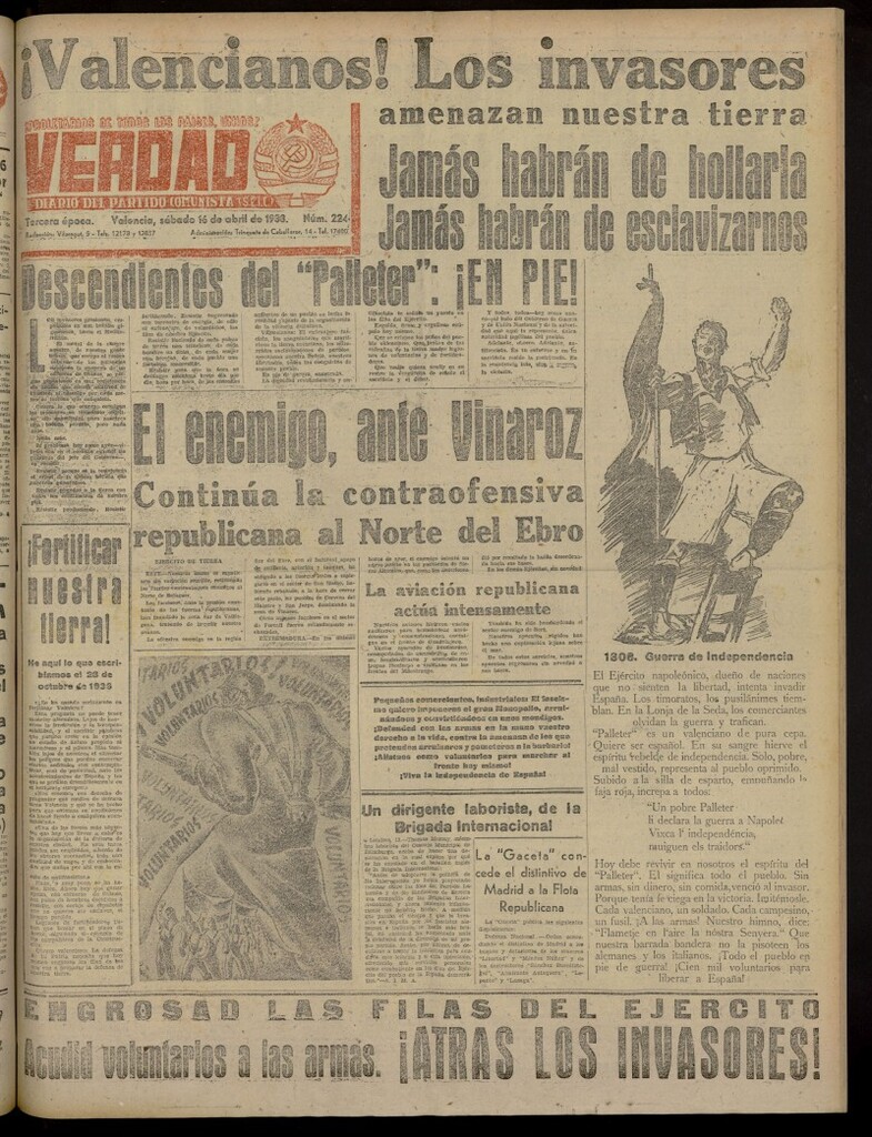 Miniatura de La Verdad: órgano del Partido Comunista del 16 de abril de 1938