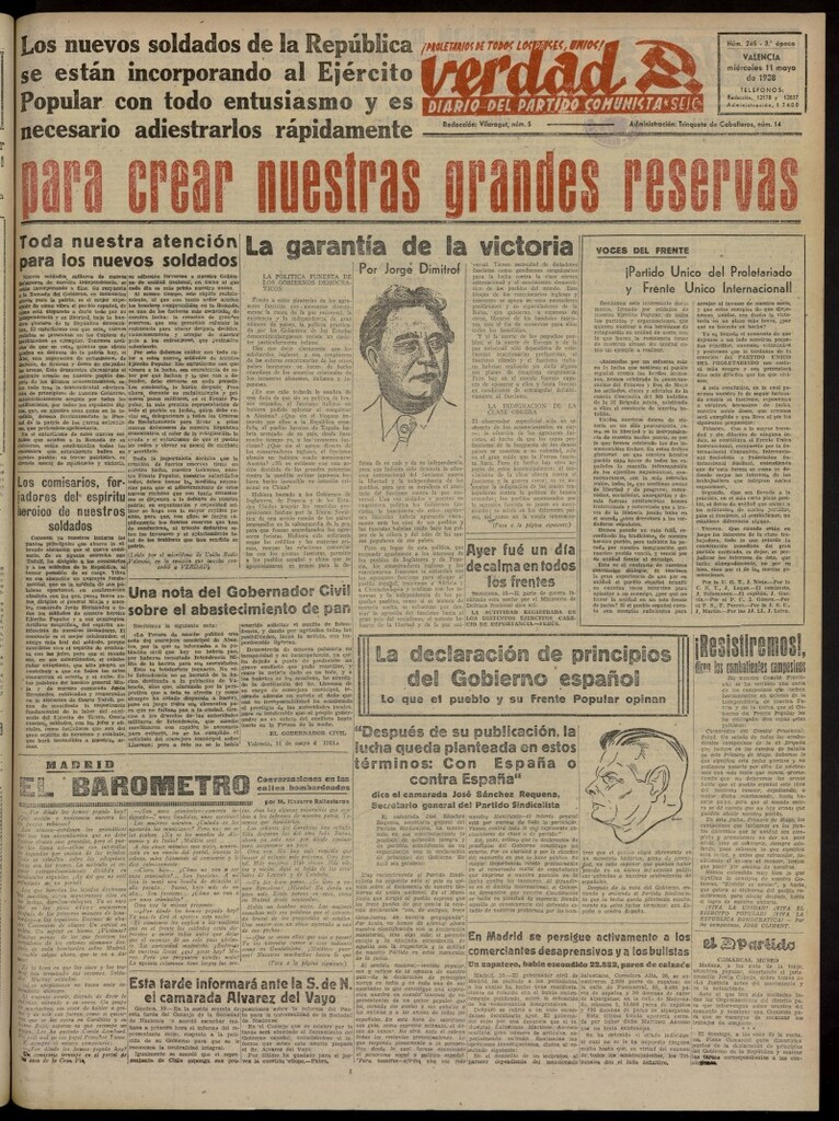 Miniatura de La Verdad: órgano del Partido Comunista del 11 de mayo de 1938