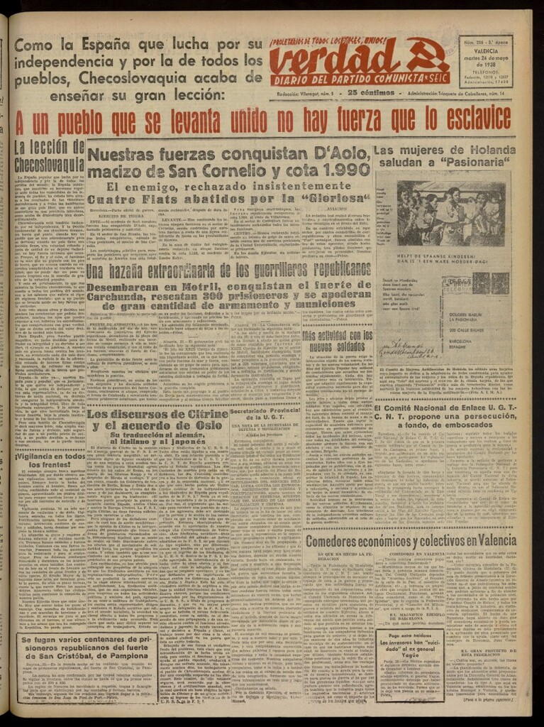 Miniatura de La Verdad: órgano del Partido Comunista del 24 de mayo de 1938