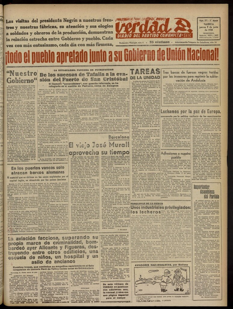 Miniatura de La Verdad: órgano del Partido Comunista del 9 de junio de 1938