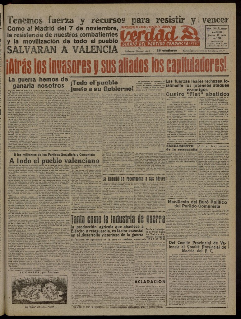 Miniatura de La Verdad: órgano del Partido Comunista del 23 de junio de 1938