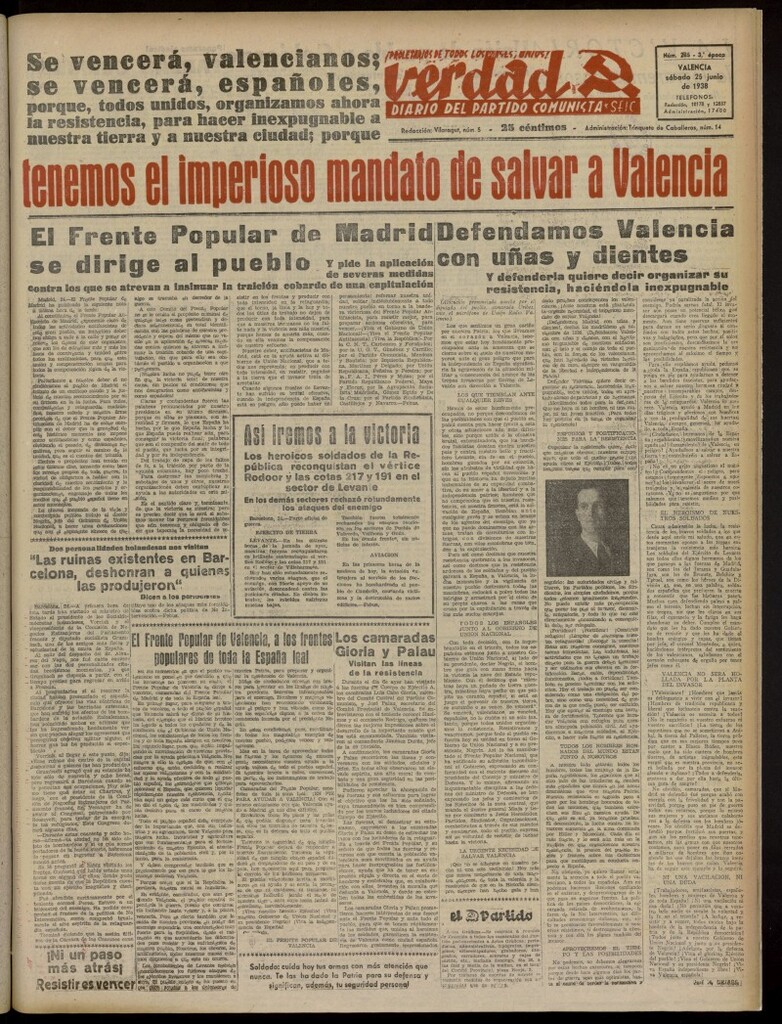 Miniatura de La Verdad: órgano del Partido Comunista del 25 de junio de 1938