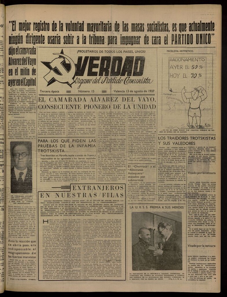 Miniatura de La Verdad: órgano del Partido Comunista del 13 de agosto de 1937