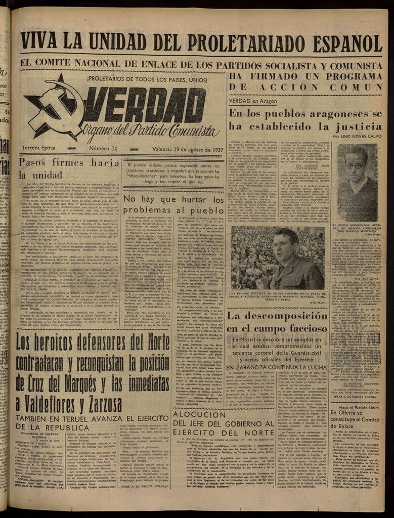 Miniatura de La Verdad: órgano del Partido Comunista del 19 de agosto de 1937