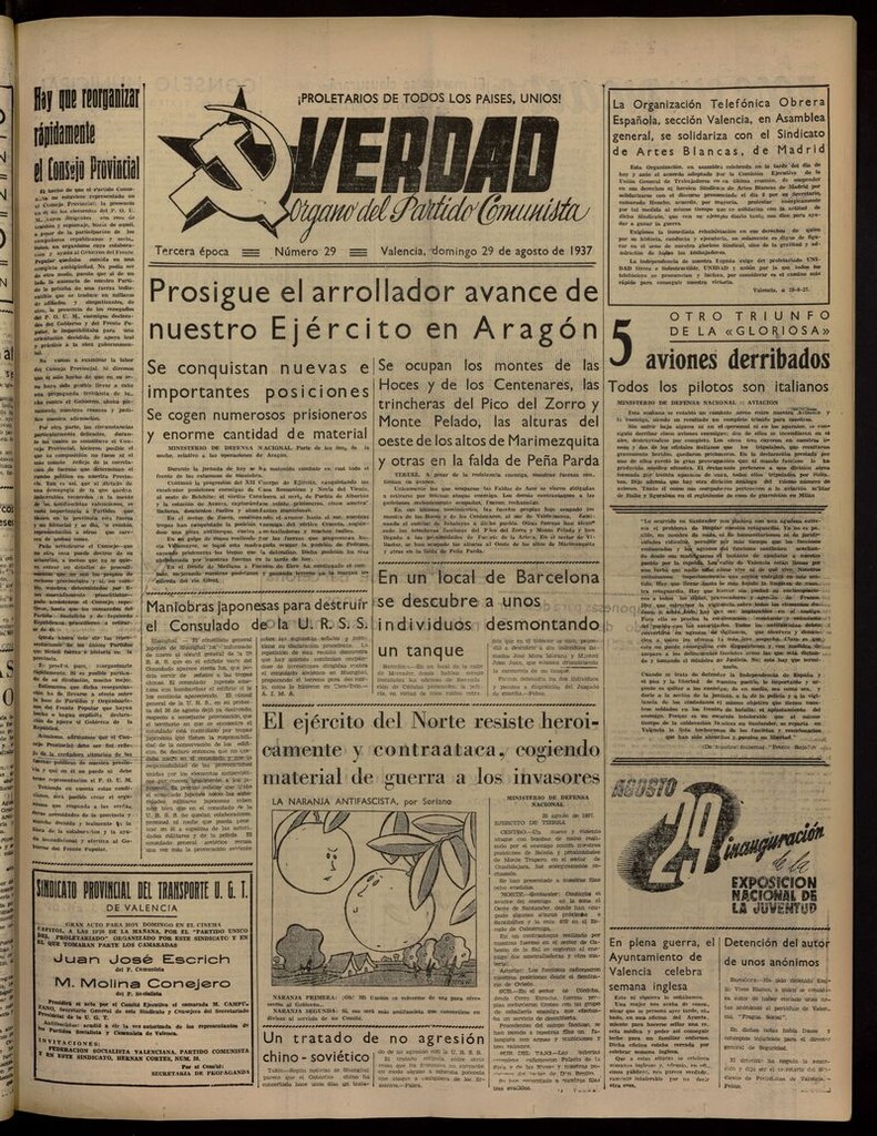 Miniatura de La Verdad: órgano del Partido Comunista del 29 de agosto de 1937