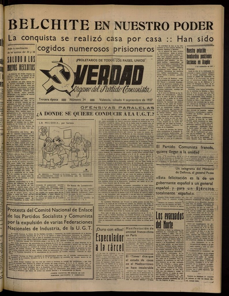 Miniatura de La Verdad: órgano del Partido Comunista del 4 de septiembre de 1937