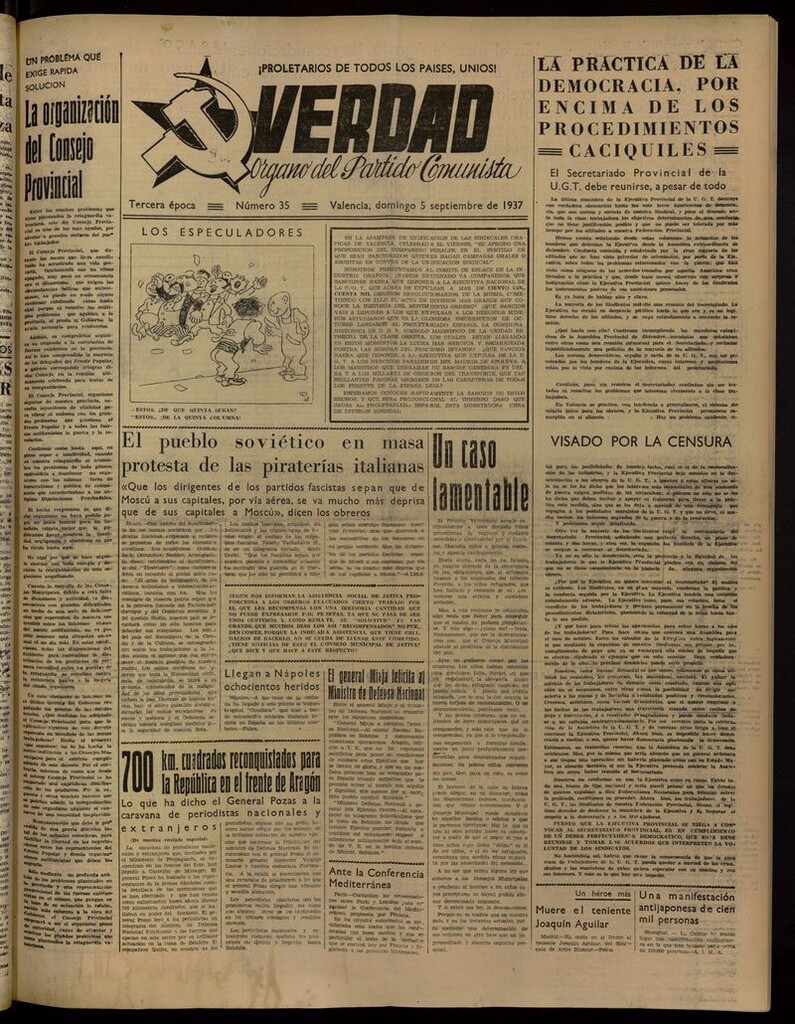 Miniatura de La Verdad: órgano del Partido Comunista del 5 de septiembre de 1937