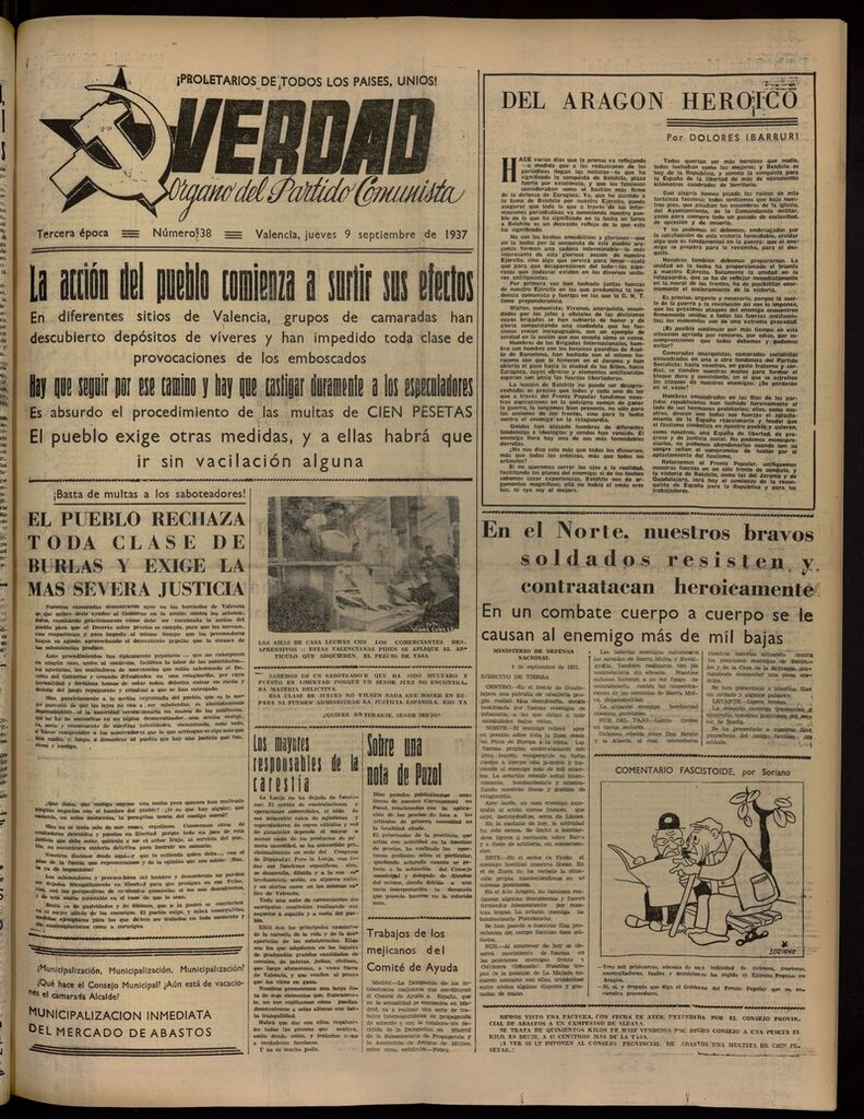 Miniatura de La Verdad: órgano del Partido Comunista del 9 de septiembre de 1937