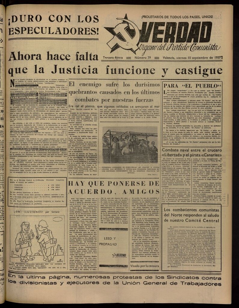Miniatura de La Verdad: órgano del Partido Comunista del 10 de septiembre de 1937