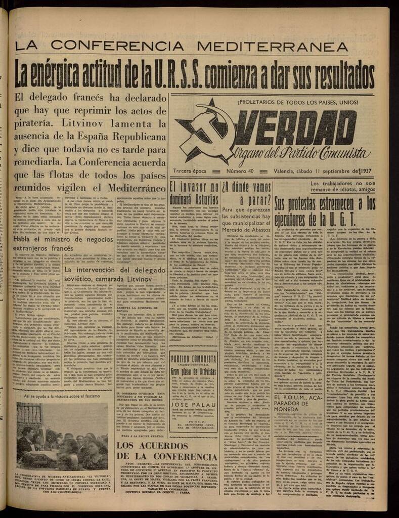 Miniatura de La Verdad: órgano del Partido Comunista del 11 de septiembre de 1937