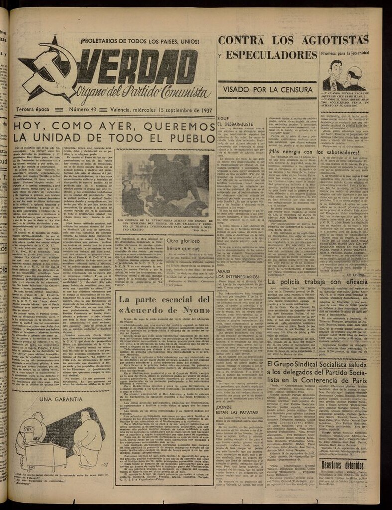 Miniatura de La Verdad: órgano del Partido Comunista del 15 de septiembre de 1937