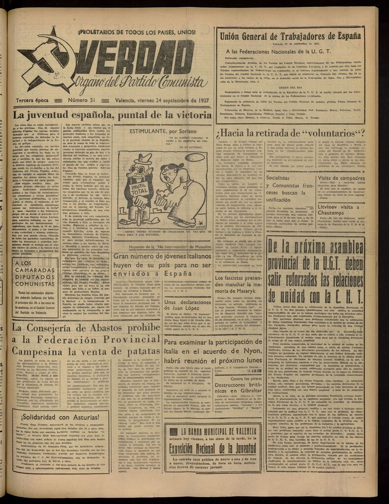 Miniatura de La Verdad: órgano del Partido Comunista del 24 de septiembre de 1937