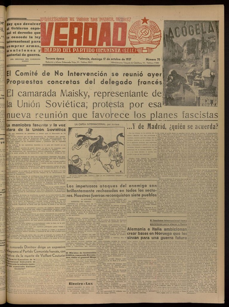 Miniatura de La Verdad: órgano del Partido Comunista del 17 de octubre de 1937