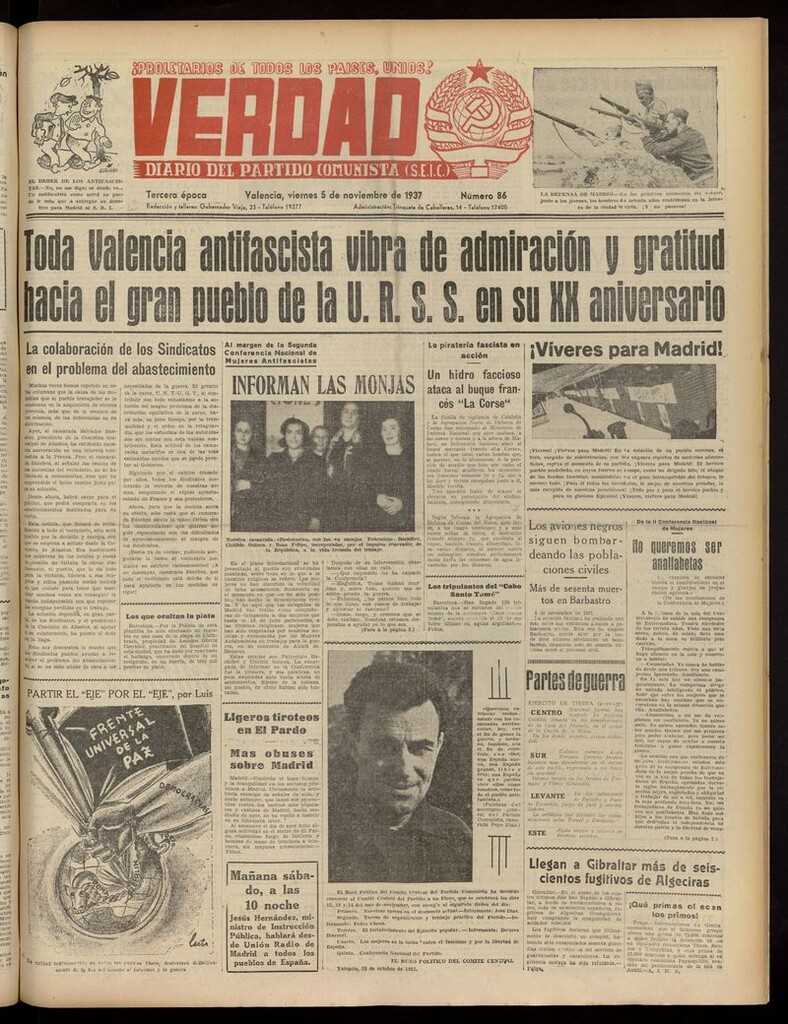 Miniatura de La Verdad: órgano del Partido Comunista del 5 de noviembre de 1937