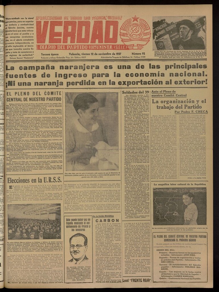 Miniatura de La Verdad: órgano del Partido Comunista del 12 de noviembre de 1937