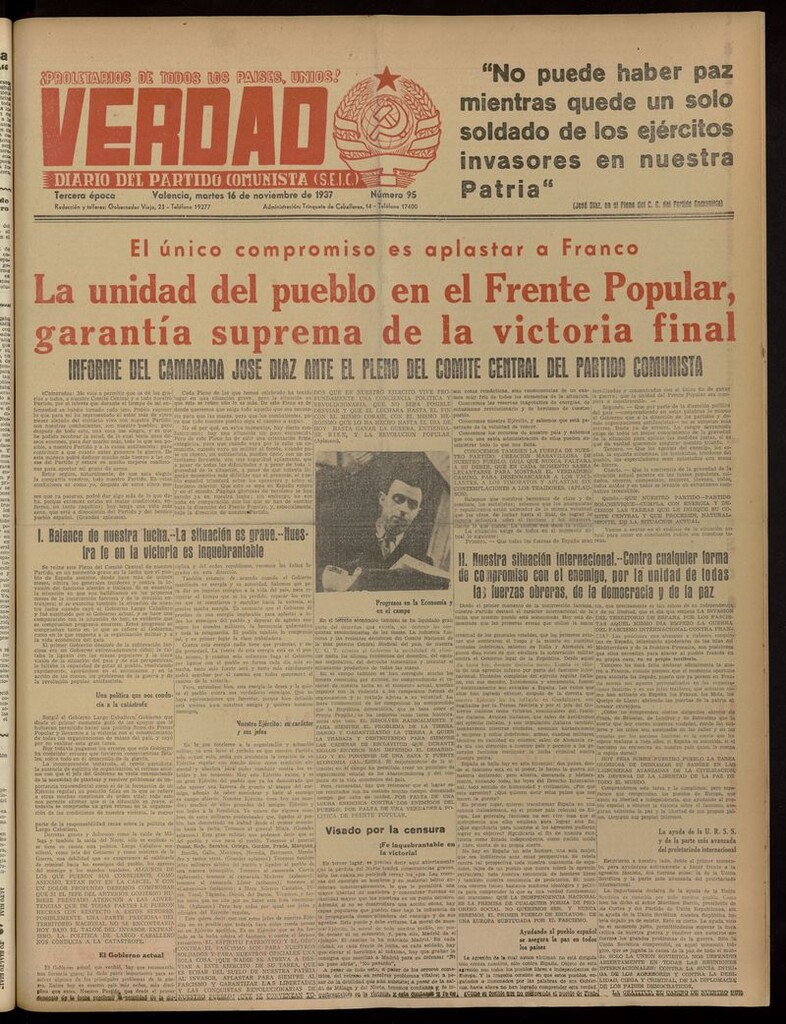 Miniatura de La Verdad: órgano del Partido Comunista del 16 de noviembre de 1937