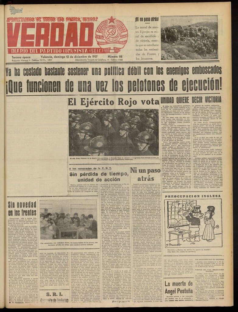 Miniatura de La Verdad: órgano del Partido Comunista del 12 de diciembre de 1937