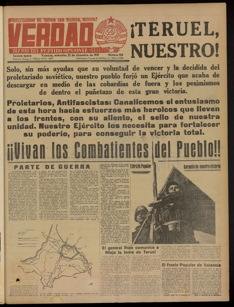 Miniatura de La Verdad: órgano del Partido Comunista del 22 de diciembre de 1937