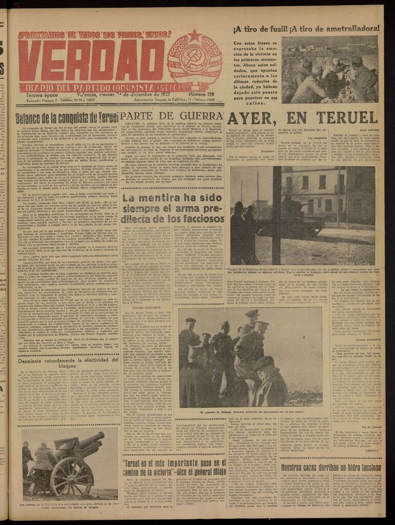 Miniatura de La Verdad: órgano del Partido Comunista del 24 de diciembre de 1937