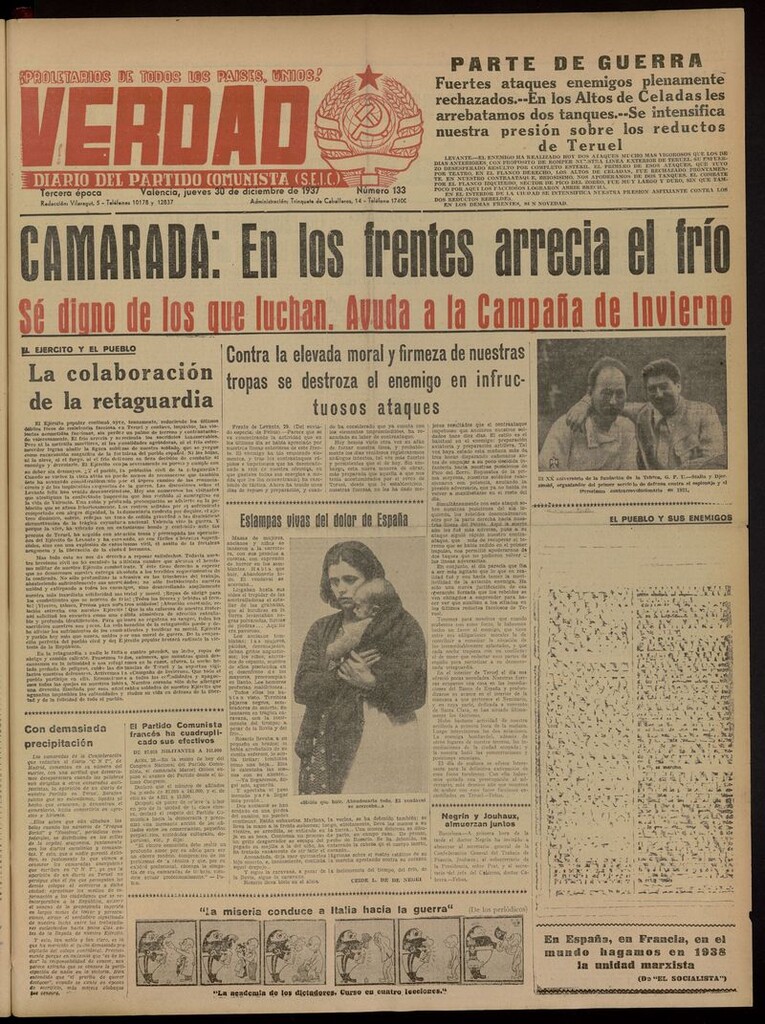 Miniatura de La Verdad: órgano del Partido Comunista del 30 de diciembre de 1937
