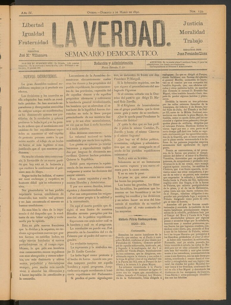 Miniatura de La Verdad (Oviedo) del 2 de marzo de 1890