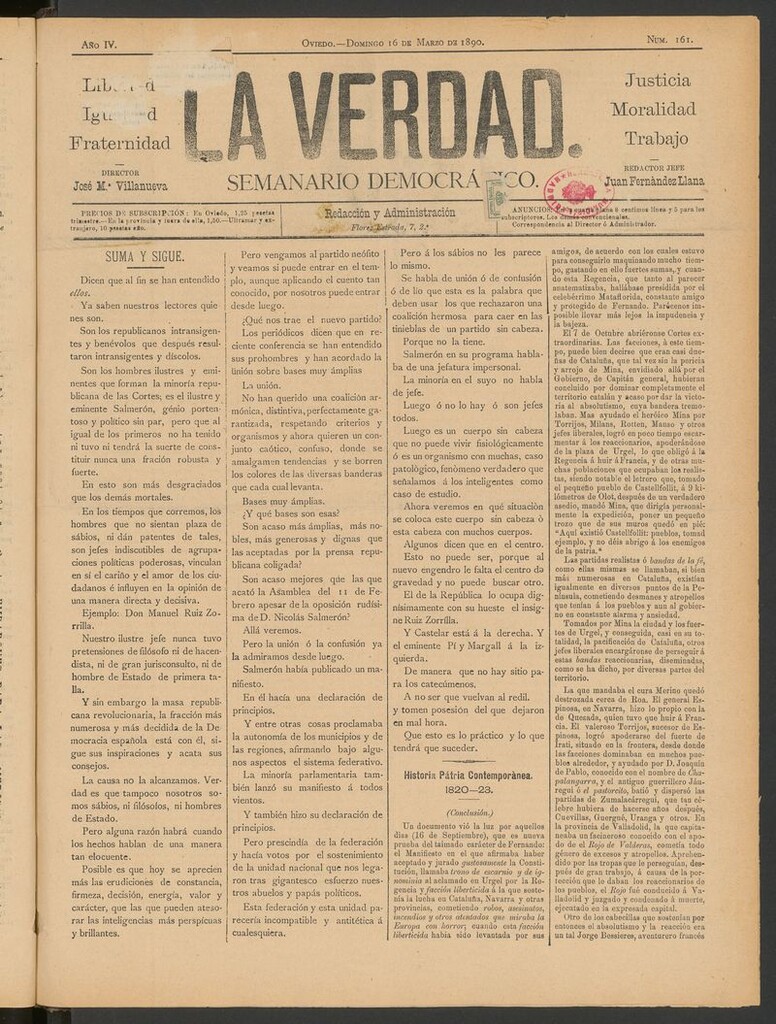 Miniatura de La Verdad (Oviedo) del 16 de marzo de 1890