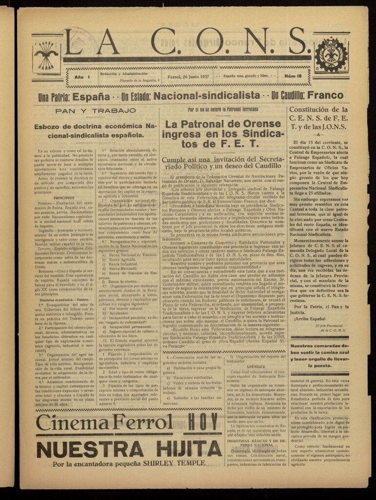 Miniatura de La voz de la C.O.N.S. Semanario de Combate del 26 de junio de 1937